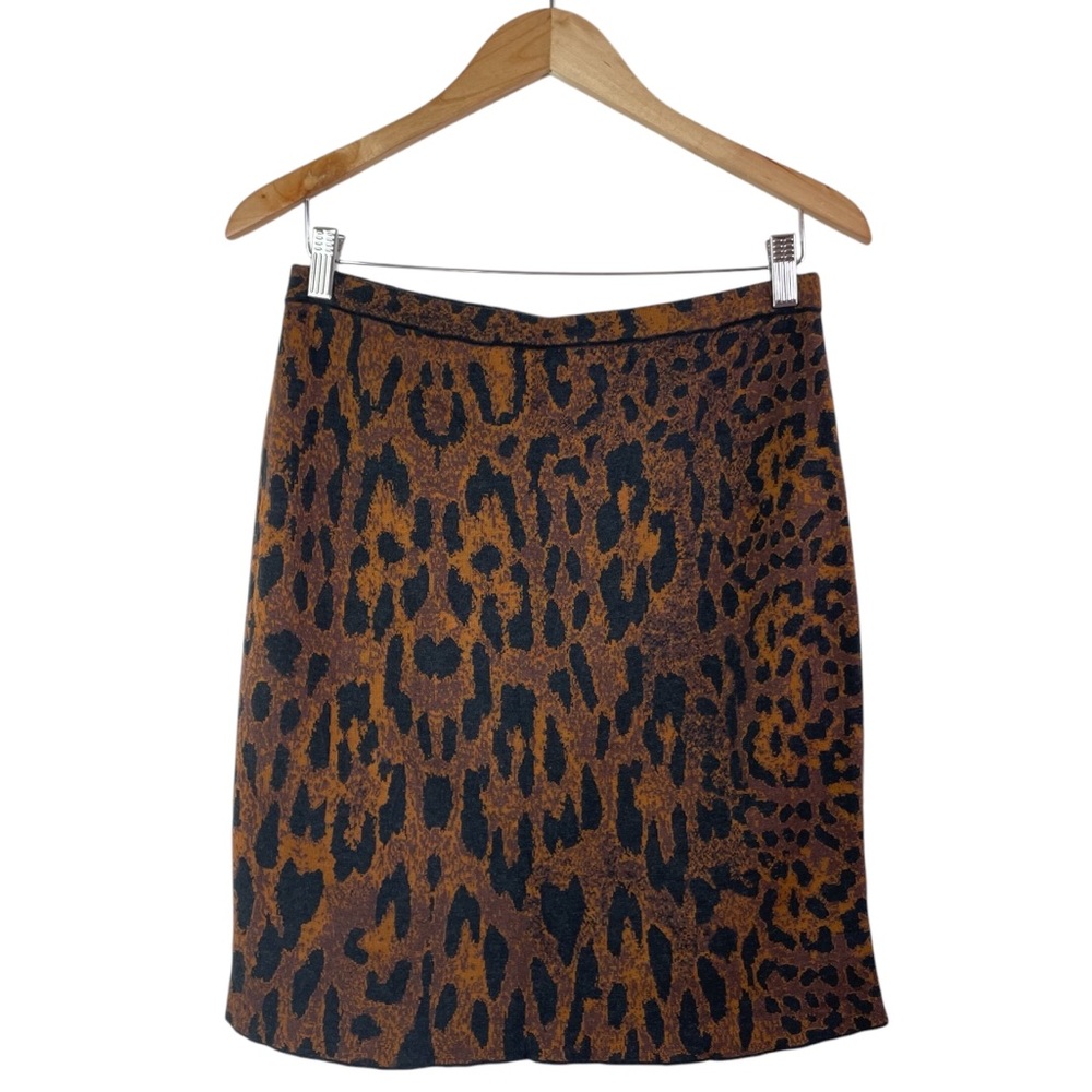 Peruvian Connection Animal Print Stretch Knit Pima Cotton Pull-On Skirt Medium